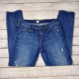 J. Crew Women's Size 28 Stretch Straight Leg Distressed Denim Blue Jeans